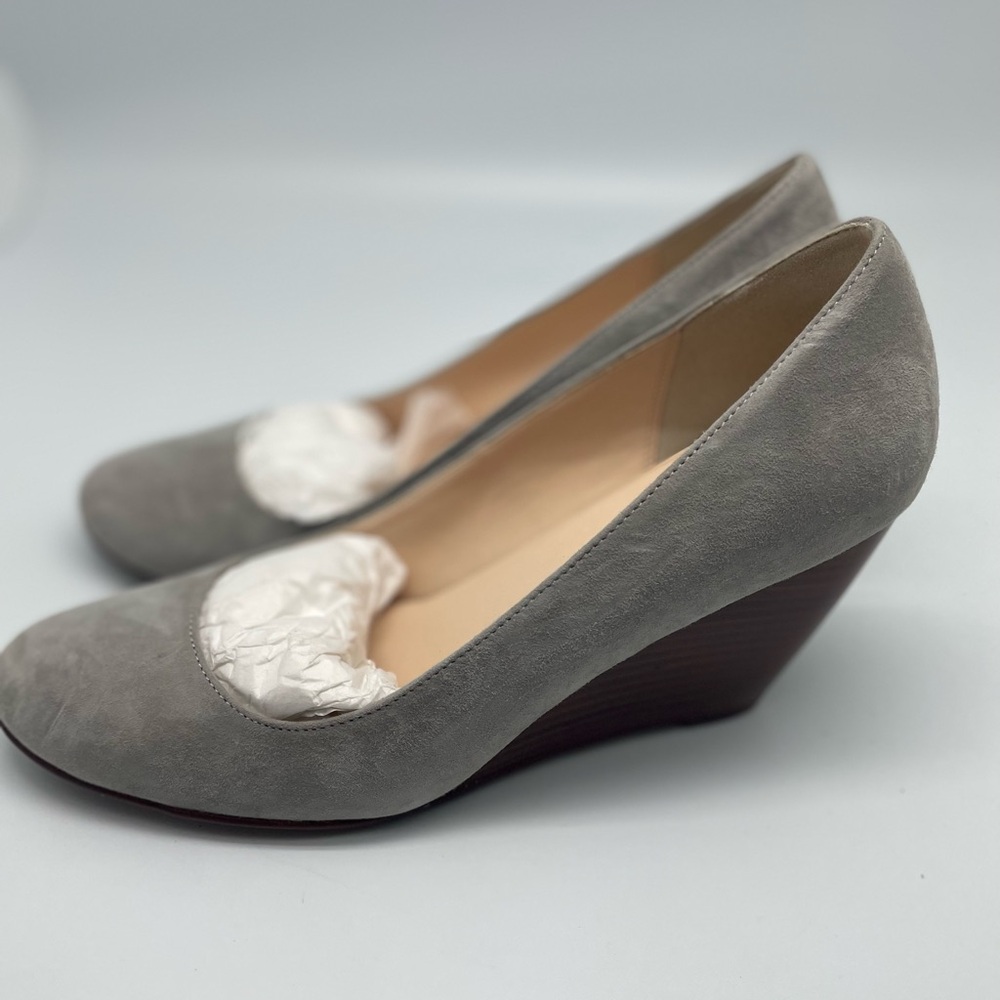 Cole Haan Lainey Wedge Suede Shoes size 9 color Gray Paloma Suede